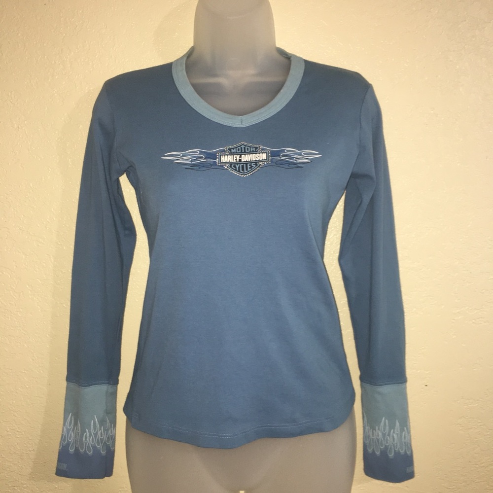 Harley Davidson Light Blue long sleeve.